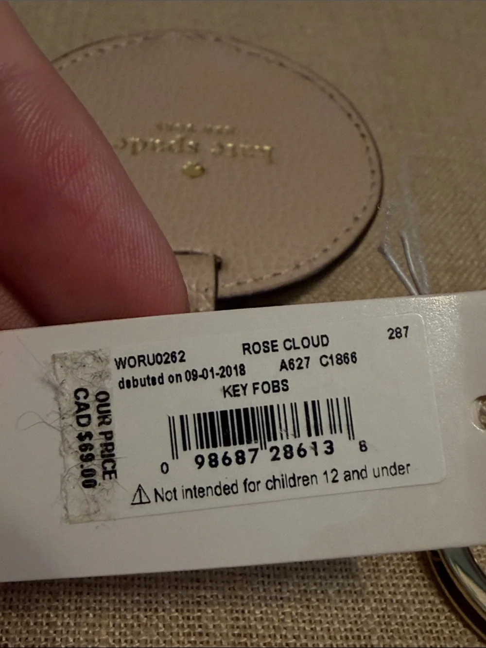 kate spade Blush Pink Pebbled Leather Round Mirror/Key Chain